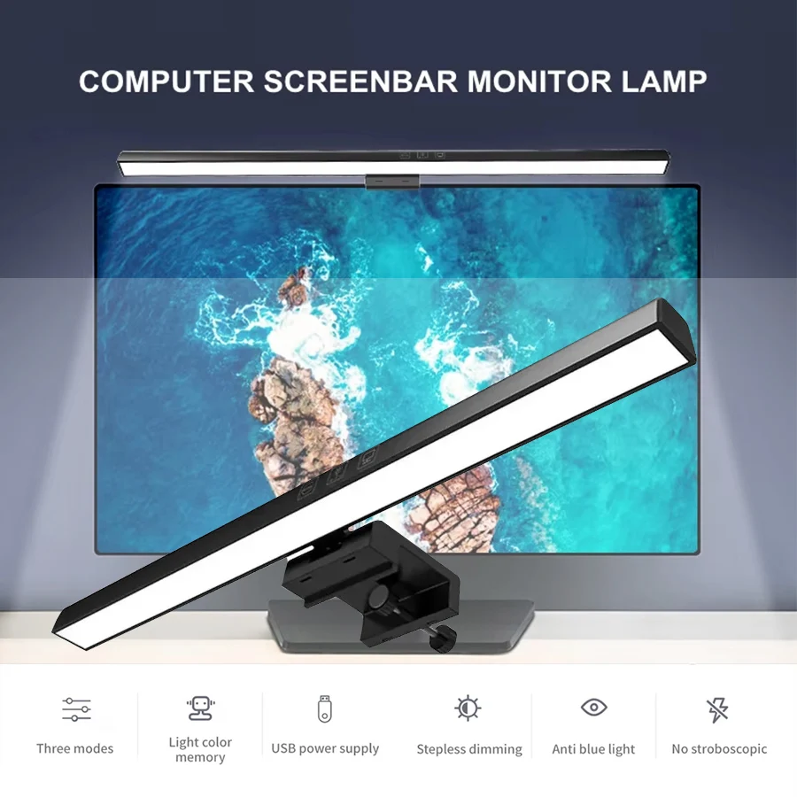 LED-Computer-PC-Monitor Bildschirm Licht leiste Augen pflege Schreibtisch lampe 33cm 50cm stufenloses Dimmen Lesen USB-betriebene hängende Tisch lampe