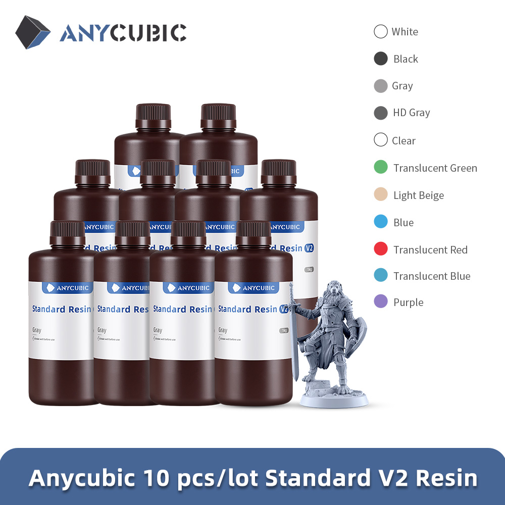 10kg ANYCUBIC 405nm Resina Padrão UV V2 Para Impressora 3D Photon Mono X Material de Impressão LCD Resina Fotossensível UV
