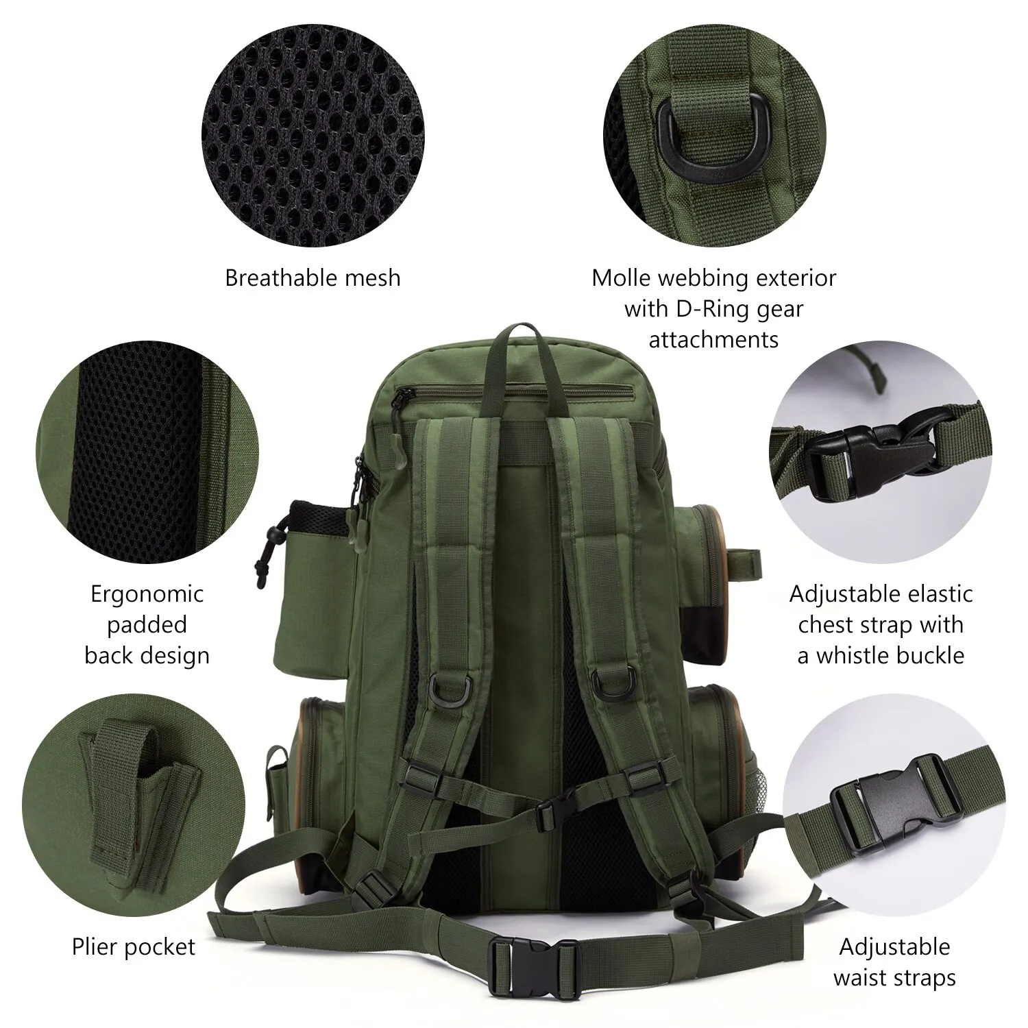Bassdash Saco De Pesca Combater Mochila Leve Tático Combater Caixa Multifuncional