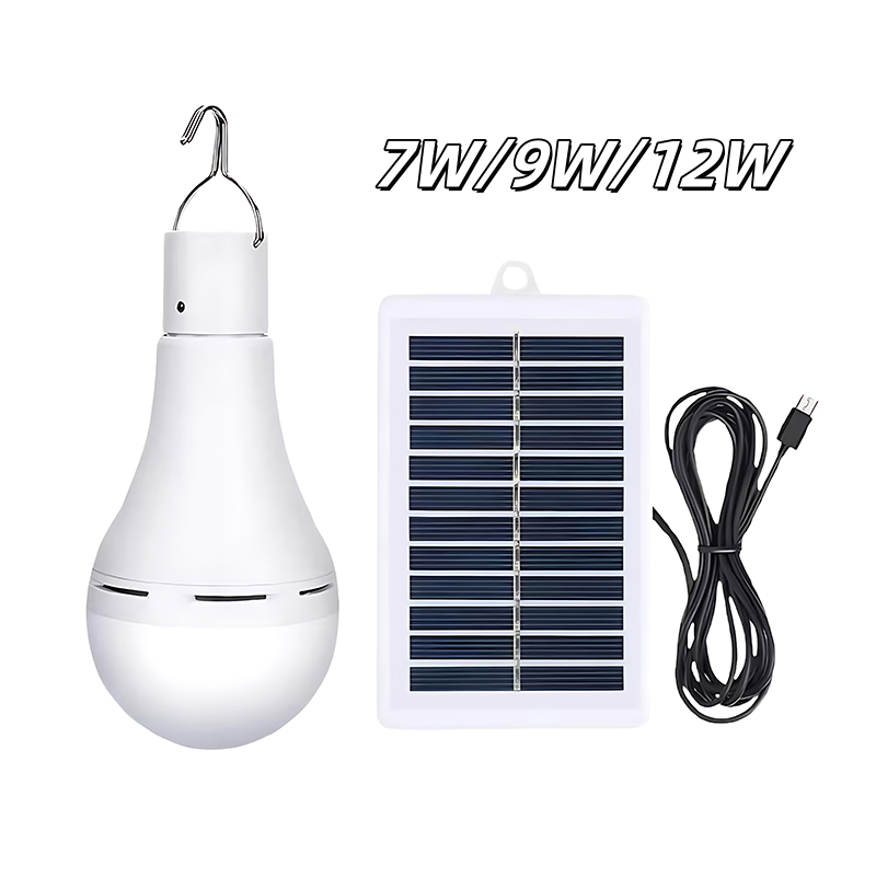 Luci da campeggio portatili a LED per esterni di emergenza ad energia solare da 7/9/12 W con pannello da 1 W per la pesca in tenda da campeggio da giardino all'aperto