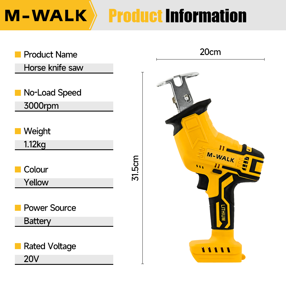 Para Dewalt, Pin de batería de 20V, sierra recíproca eléctrica inalámbrica, motosierra eléctrica, sierra de sable, sierra de corte de Metal y madera, herramientas eléctricas