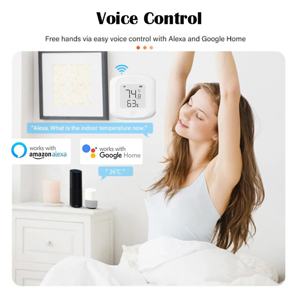 Intelligentes WiFi/Zigbee-Temperatur- und Feuchtigkeitssensor-Innenhygrometer-Thermometer mit LCD-Display, unterstützt Alexa Google Home