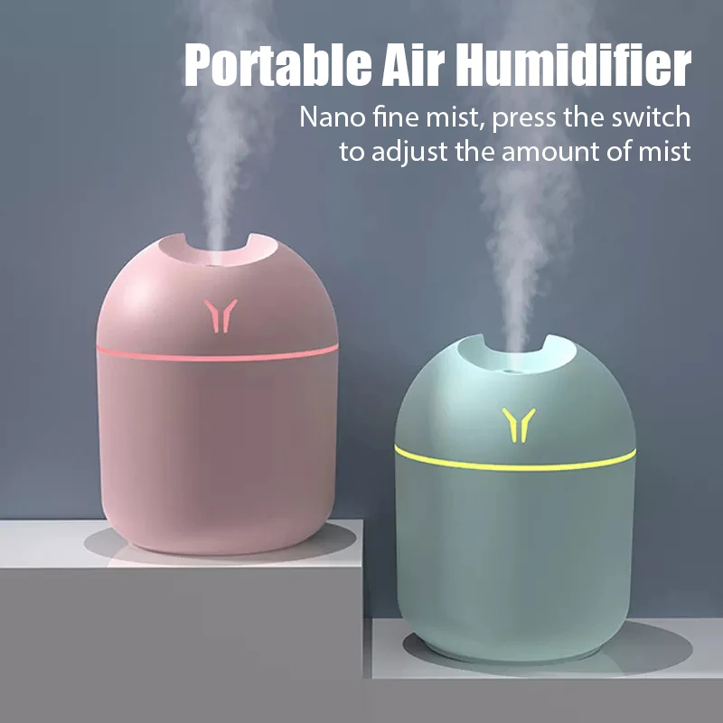 Minidifusor de aceites esenciales para el hogar y el coche, humidificador de aire eléctrico con lámpara LED de noche, atomizador USB de 250ML