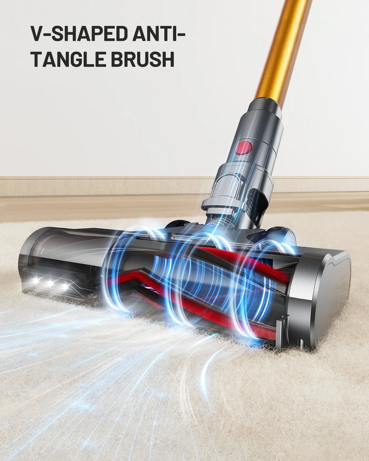 Kissof S17 Pro 550 W/55 kPa Akku-Staubsauger, 60 Minuten selbststehende Staubsauger für zu Hause, Anti-Tangle-Staubsauger