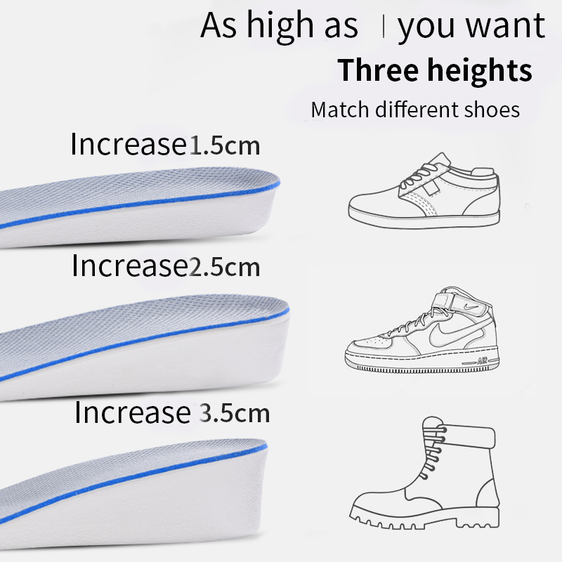 1 paio di solette invisibili per aumento di altezza per scarpe traspiranti comode per i piedi donna uomo scarpe tallone sollevamento cuscinetti per la cura ortopedica
