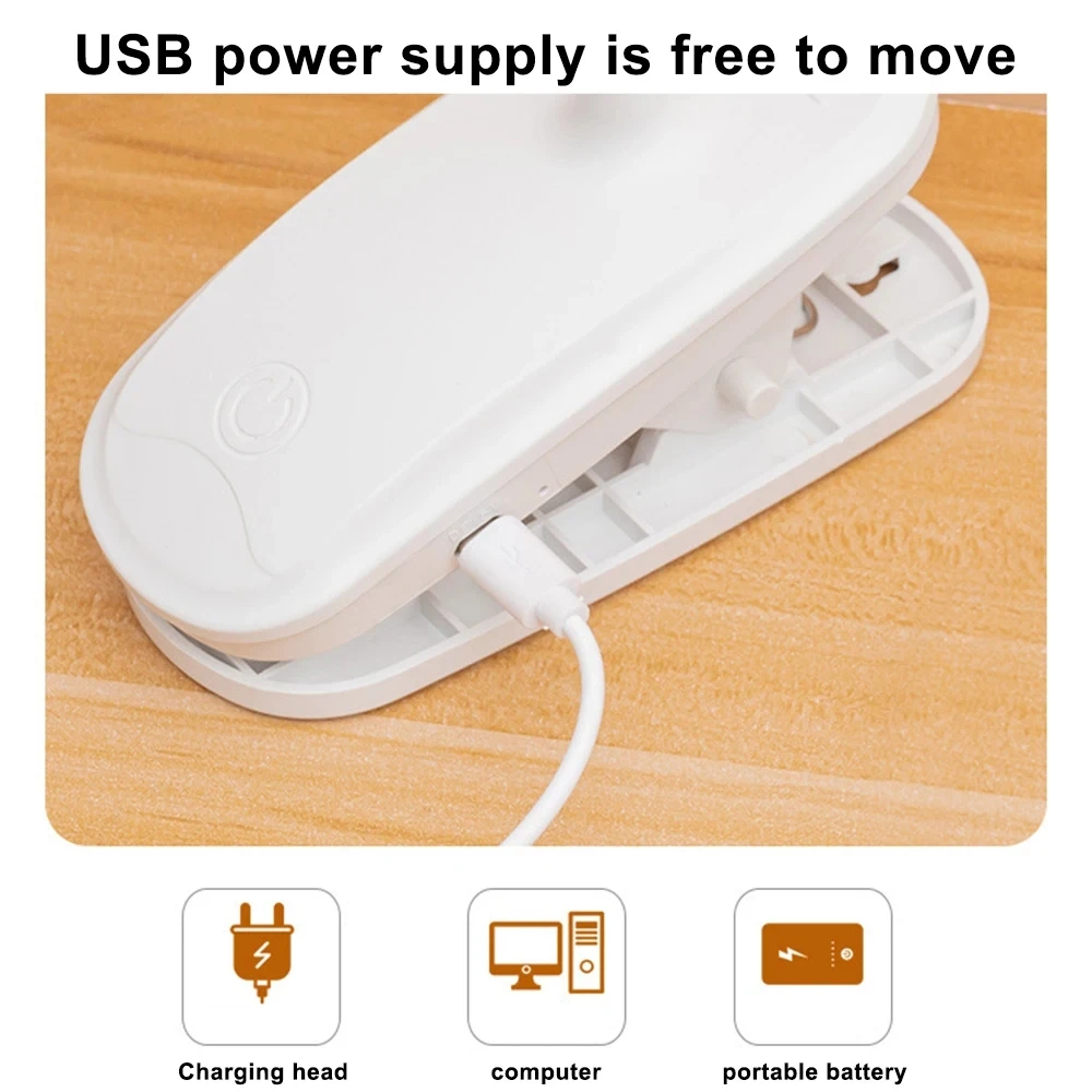 360 °   Lámpara de mesa de estudio Flexible con Clip, lámpara de escritorio nocturna regulable por USB, luz de noche junto a la cama para dormitorio, estudio, lectura, trabajo de oficina