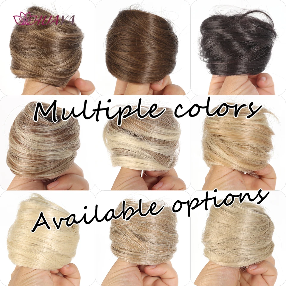 Moño desordenado extensión de moño recto, Mini banda de goma, moño, Scrunchies, peluca de Donut sintético, accesorio de cabello Updo