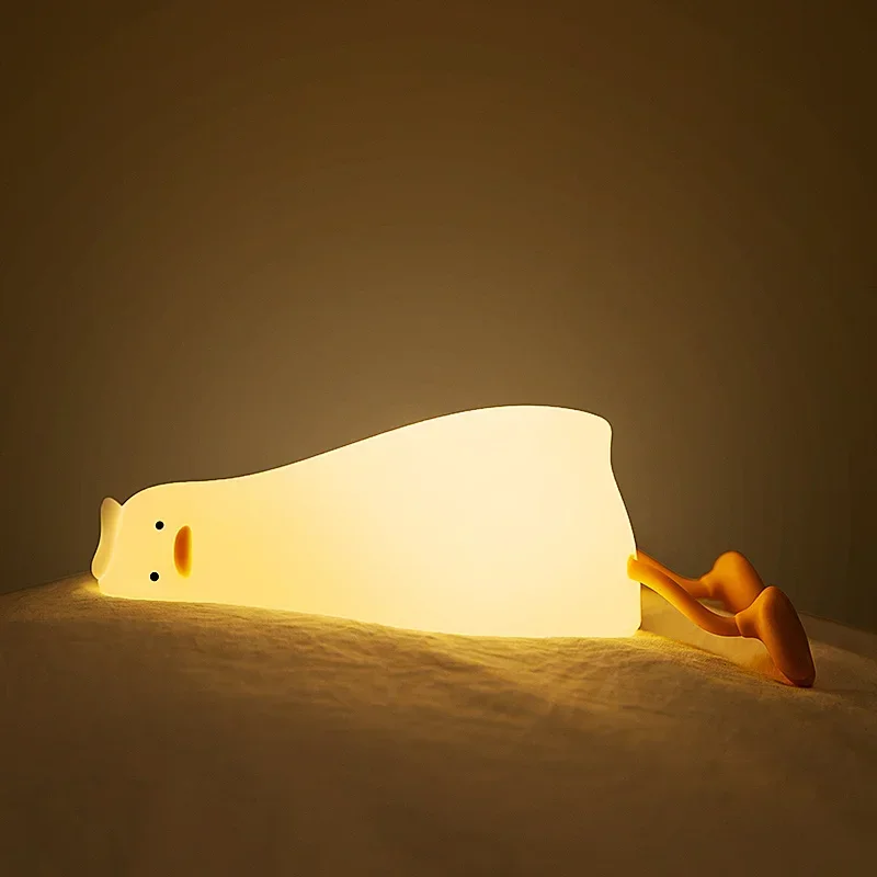 Lie Flat Duck Tap Luz nocturna Luz ambiental Lámpara de noche Luz de regalo Lámpara de mesa recargable Lámpara de atmósfera