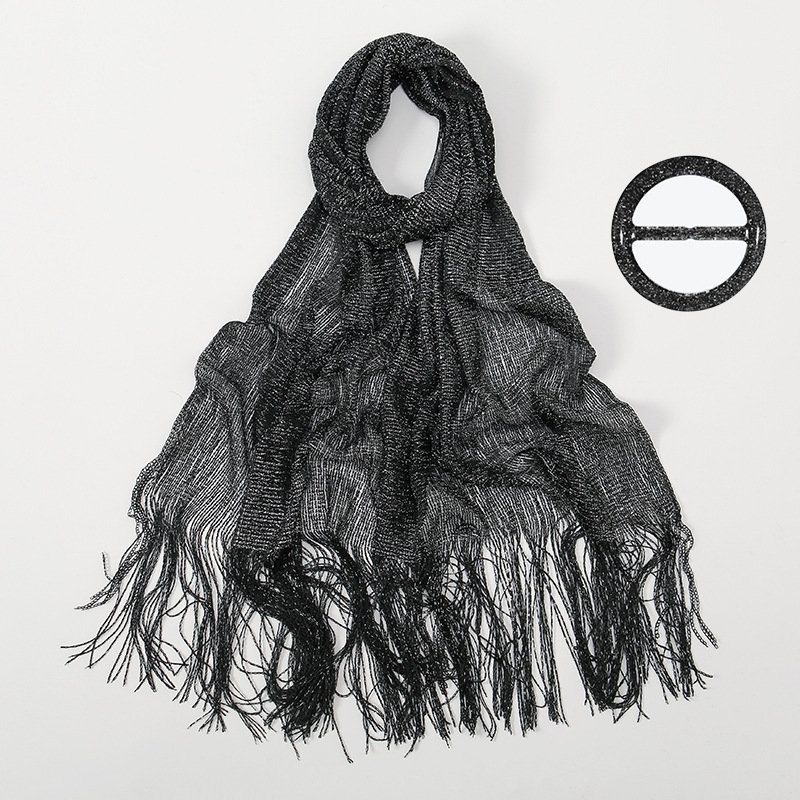 Błyszczący Metaliczny Szal z Klamrą Damski Wieczorowy Szal Elegancki Złoty Srebrny Błyszczący Szal na Ślub dla Panny Młodej