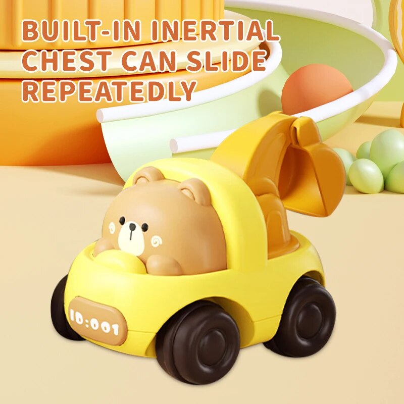 4 Stuks Schattige Cartoon Creatieve Dier Lertial Engineering Auto Dump Auto Graafmachine Kleine Beer Puppy Varken Kleine Tijger