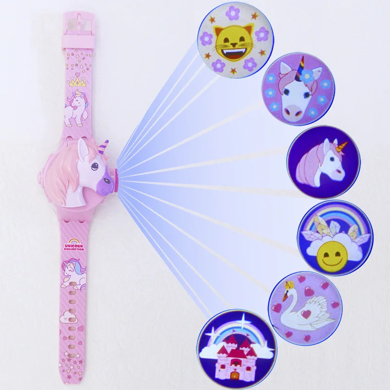 3d dos desenhos animados ponto crianças relógios para meninas projeção unicórnio mickey crianças relógio digital presente dropshipping montre enfant