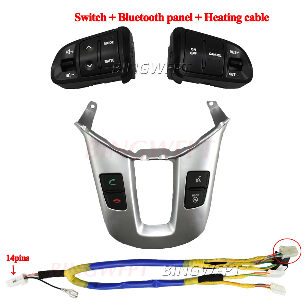 Botones de Control de crucero de Audio del volante multifunción para Kia Sportage SL, interruptor de botón de Panel Bluetooth con retroiluminación