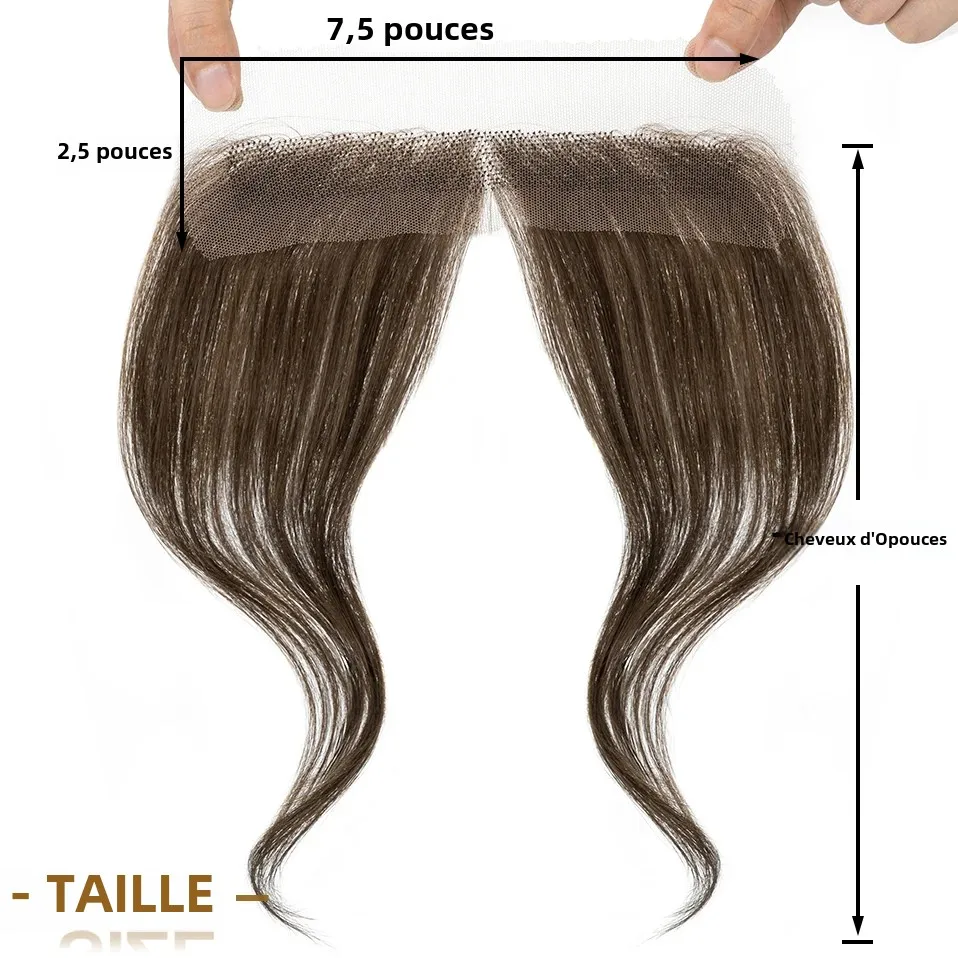 S-noilite-Toppers de cheveux en dentelle à nœud unique, patch à la main, extensions de cheveux de remplacement invisibles, naturel, délié, 10"
