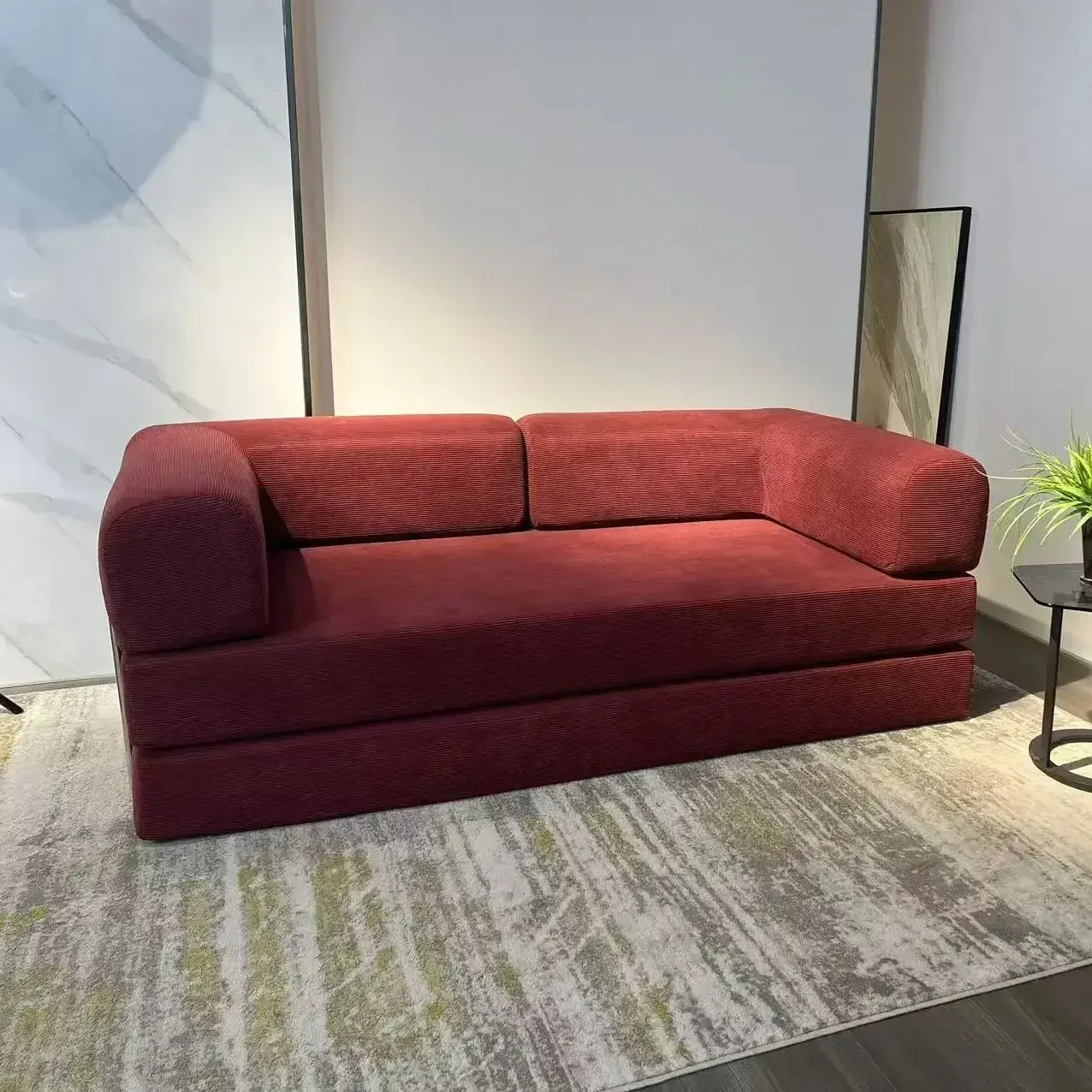 150cm Modern Style Air Compression Fabric Flannel Deformable Modular Couch for Living Room Sectional Composable Teddy Sofa Bed