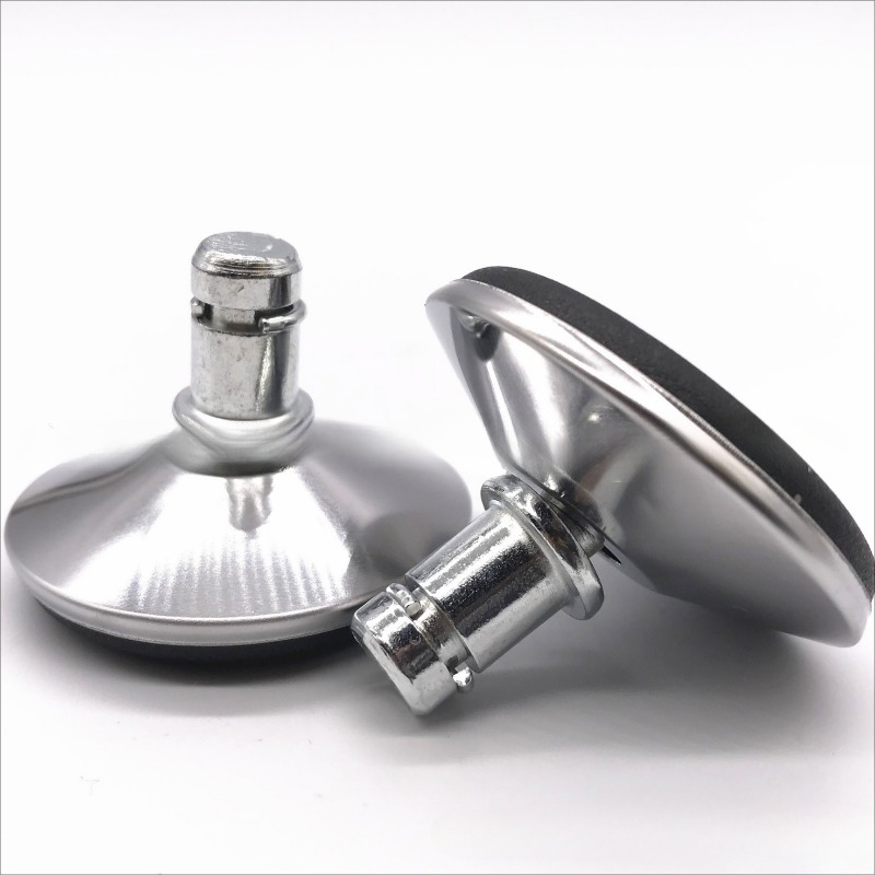 Durchmesser 50 mm, Einsatzstange, Schaukelfuß, Einstellung, Fußpolster, Stuhlfußpolster, universeller Schaukelfuß, Edelstahl-Abdeckung, Einsteller