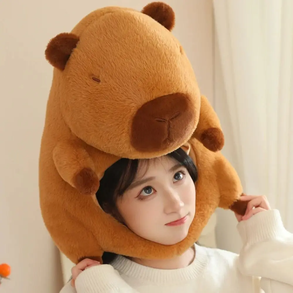 ตุ๊กตาตุ๊กตา Capybara ตุ๊กตาผมหมวกอบอุ่นหนา Capybara หน้ากาก Fluffy Collection ตุ๊กตาสัตว์หนูหมวก