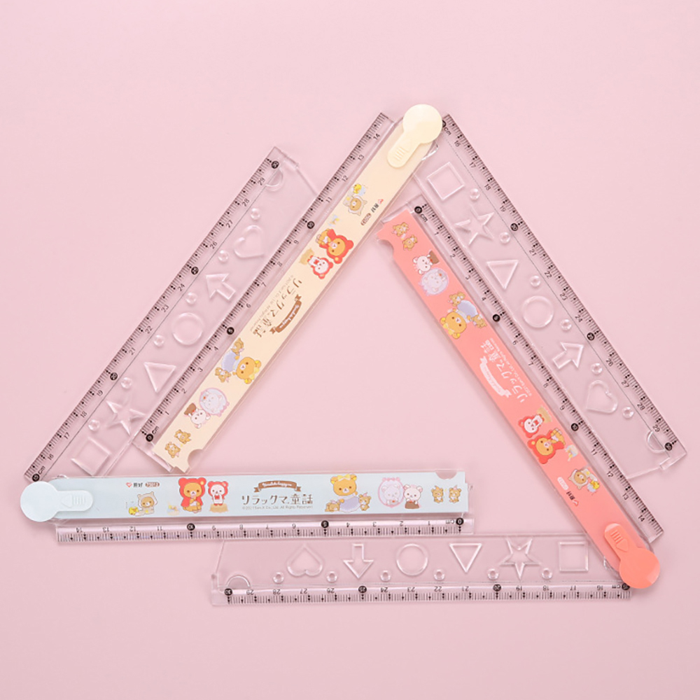 Regla recta plegable de oso de dibujos animados Kawaii, 30cm, papelería bonita de medición, herramienta de dibujo multifunción DIY, suministros escolares y de oficina