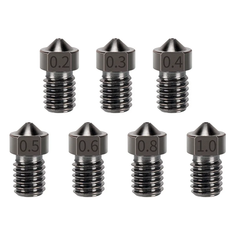 Bico v6 de aço endurecido 0.2/0.4/0.6/0.8/1mm 1.75mm filamento m6 bico de impressora 3d para ender 3 hotend titan extrusora prusa i3 mk3