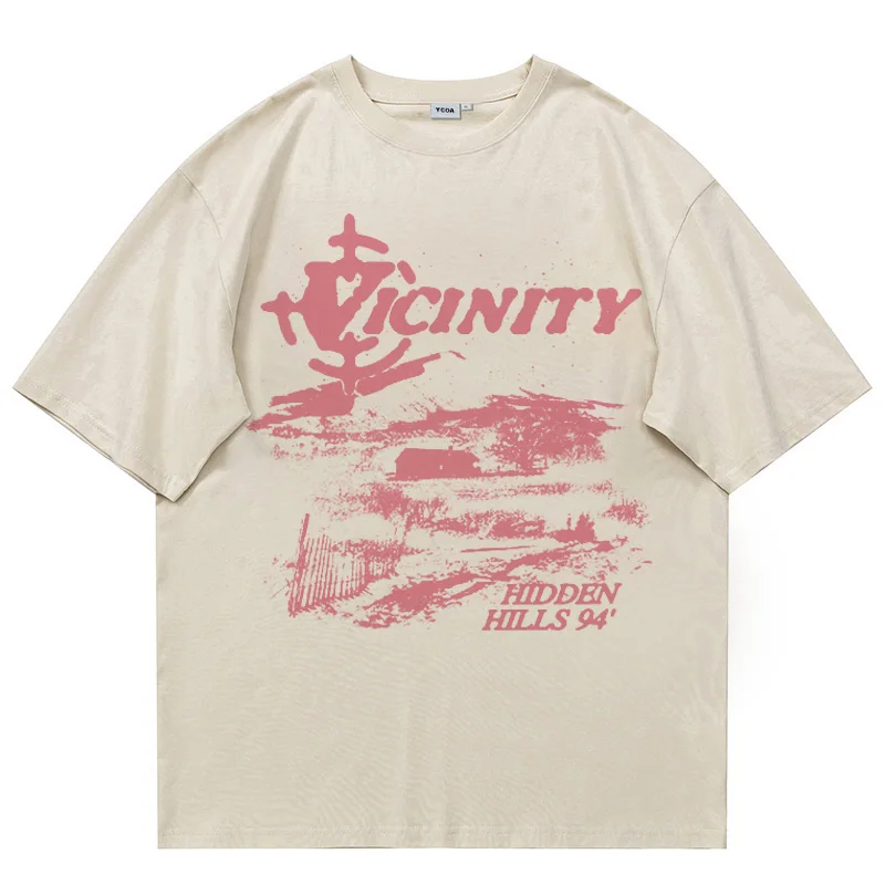 メンズ Tシャツ特大綿韓国ファッションヴィンテージグラフィック Y2k トップスストリート半袖 Tシャツ原宿美的衣類
