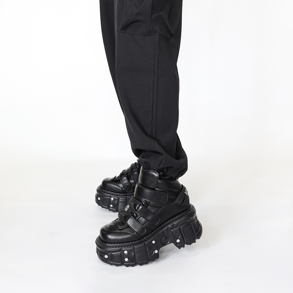 2025 neue Punk Stil Frauen Schuhe Lace-up Ferse Höhe 6 CM Plattform Schuhe Frau Metall Dekor Frau turnschuhe Gothic Ankle Rock Stiefel