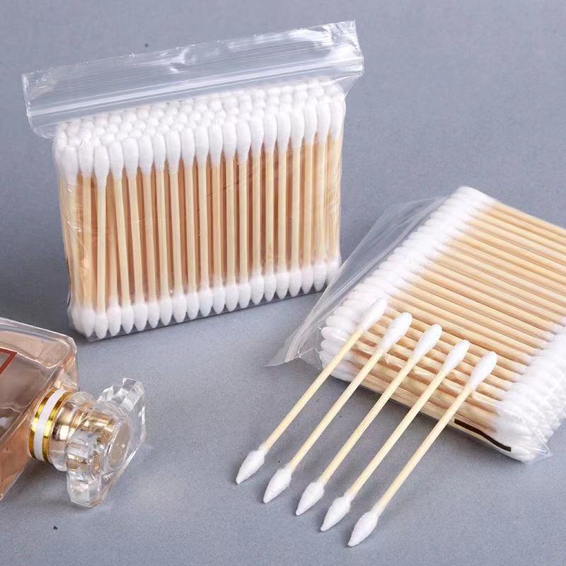 100pcs Disposable Cotton Swab Lint Free Micro Brushes Wood Cotton Buds Swabs Clean Stick Eyelash Extension Glue Removing Tool