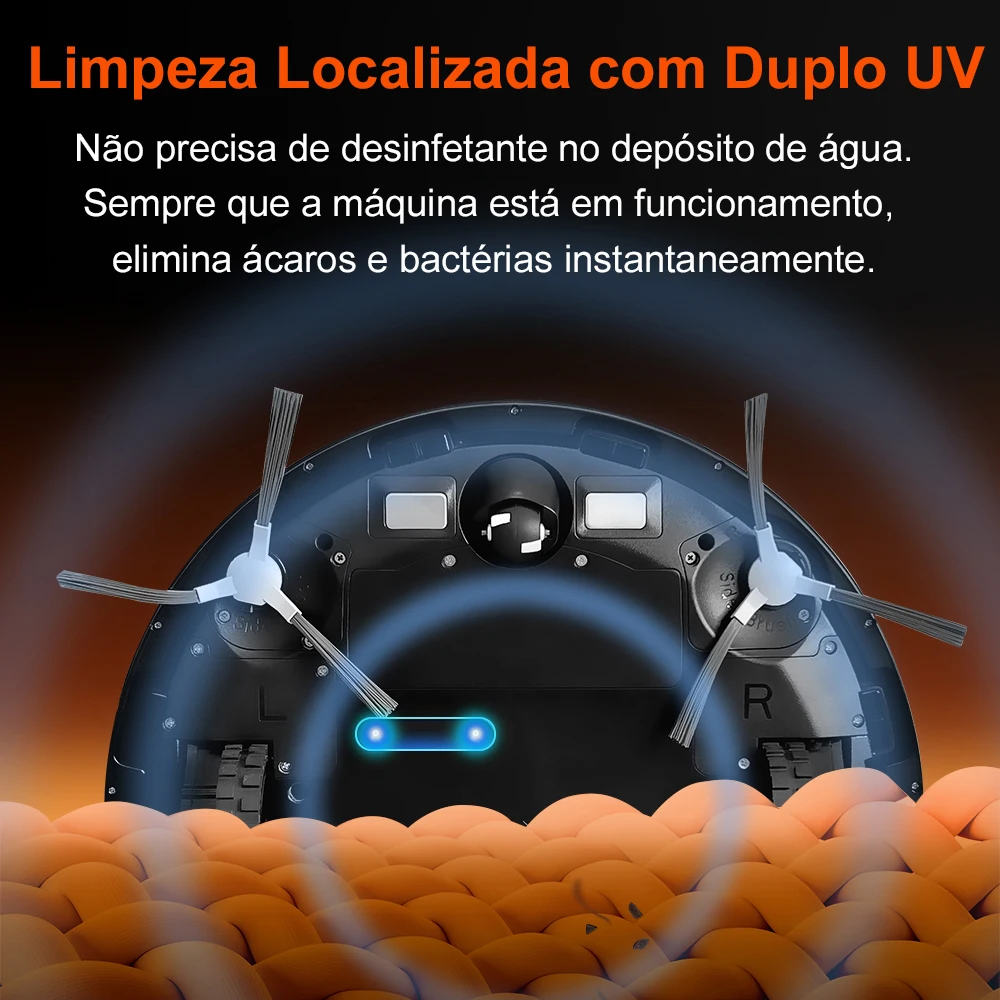 Aspirador robô K30 – Com autovazamento, laser duplo, luz UV, mapeamento multi-pisos, limpeza automática de tapetes e 240 min de autonomia,Voltagem única 220V-240V