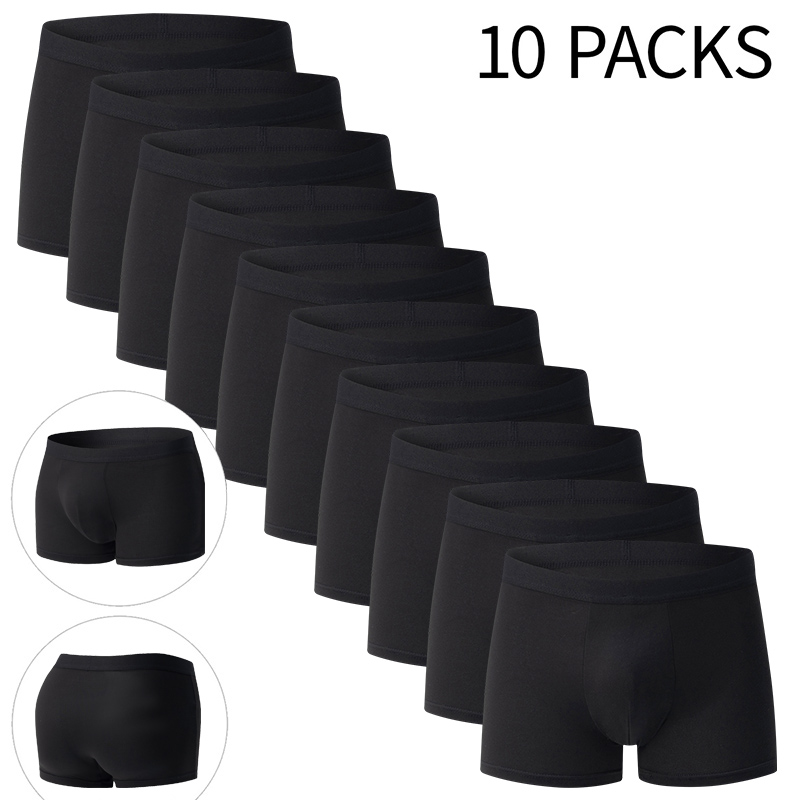 4/10 stuks effen kleur basic heren plus size boxers ondergoed comfortabel en modieus tieners meerdelig bijpassend ondergoed