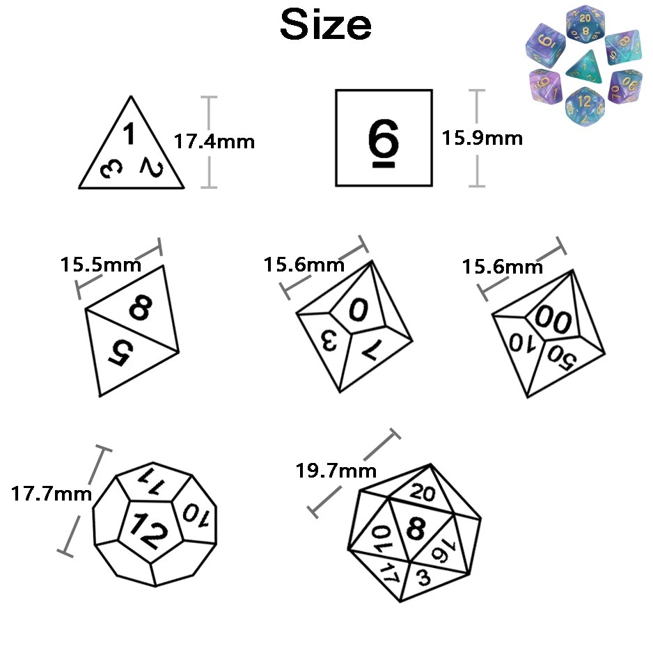Dice Set Board Games Roll Dice Galaxy Theme Polyhedral Dice Set Amazing Colourful Universe Effect For DND Accessories