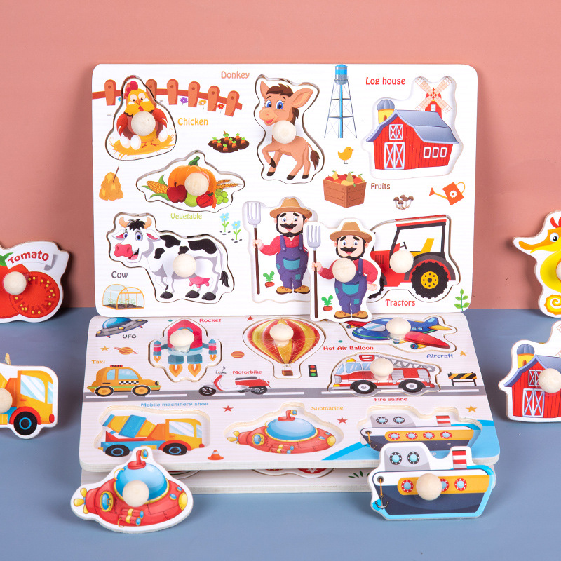 Montessori Educational Toys for Kids, Wooden Puzzle, Cartoon, Frutas, Formas, Aprendizagem, Mão, Tabuleiro, Jogos de Quebra-cabeças, Crianças