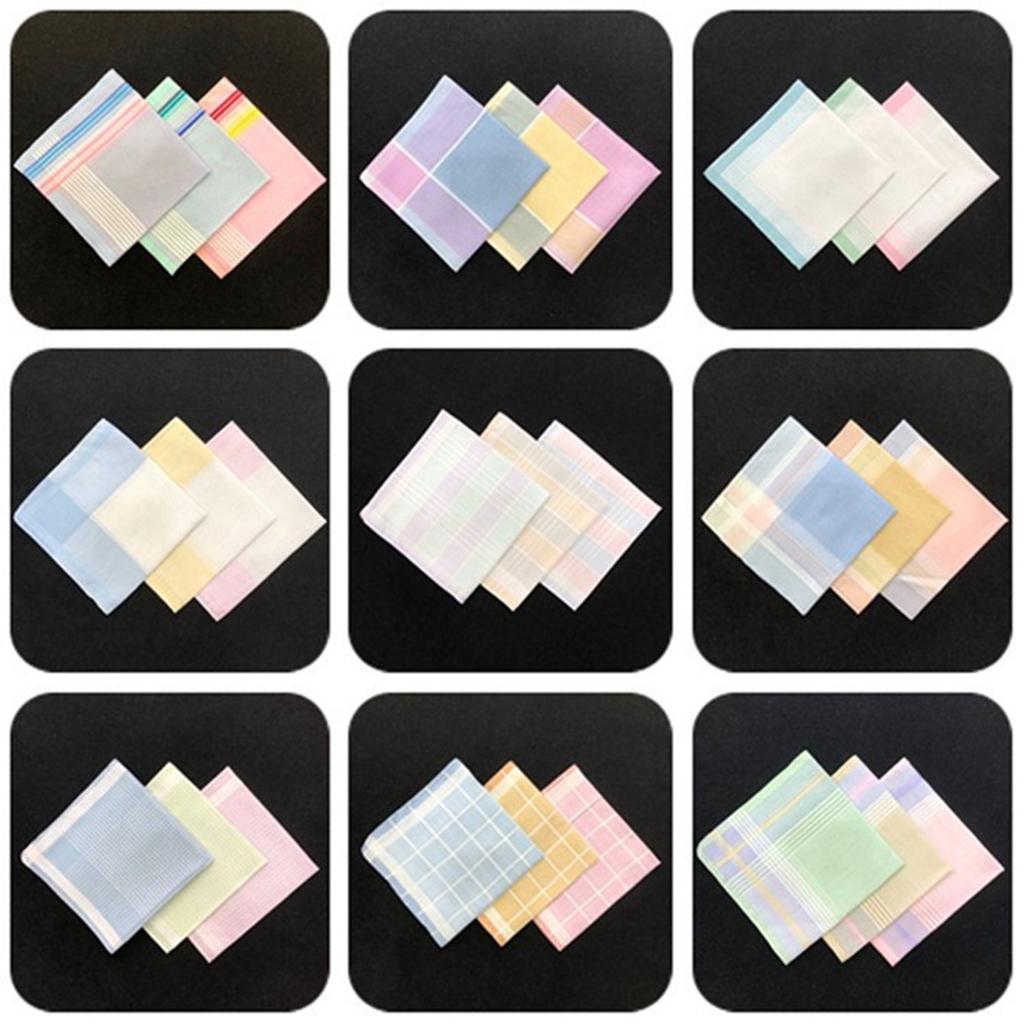 クラシックコットンストライプハンドカーキブリーフ、四角いhankankie、11.8x11.8 "、12個