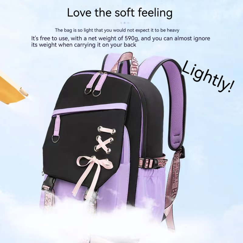 Teenagers Cute Schoolbag Shoulder Backpack Nylon Fabric Girls, Large Capacity Splash-Proof