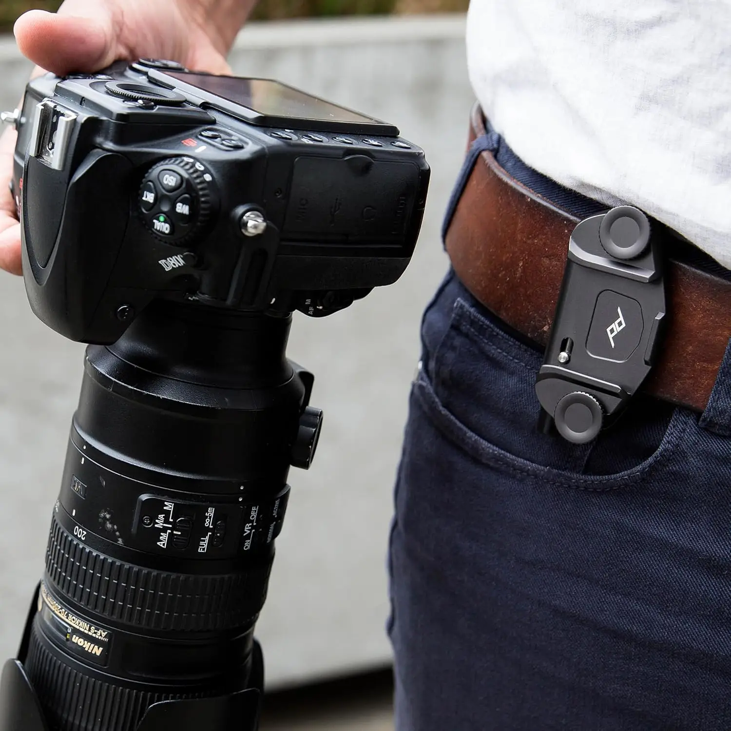 Capture Camera Clip V3, Black with Plate, Holds DSLR, Compact and Point and Shoot Bodies, Secure, Stable and Accessible