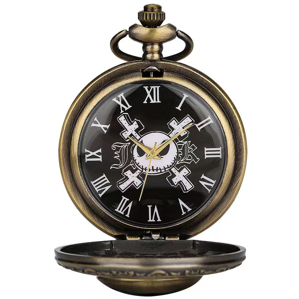 Reloj de bolsillo divertido con cara de fantasma, reloj de bolsillo grande con rana azul, elementos temáticos de animación de dibujos animados, bolsillo Retro con tapa para estudiantes y niños