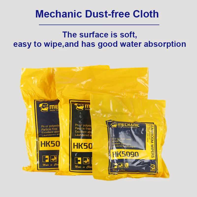 ช่าง HK5090 Super Soft Cleanroom ใบปัดน้ําฝนทําความสะอาดผ้าไม่ฝุ่นฝุ่นฟรีกระดาษทําความสะอาด LCD ซ่อมผ้าสําหรับโทรศัพท์ Pad แท็บเล็ต