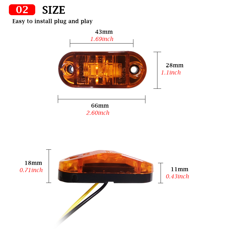 10Pcs 24V Led Side Marker Lights for Scania Truck Accessories Trailer Caravan Side Clearance Lamp Led Lorry Grille Light Camion