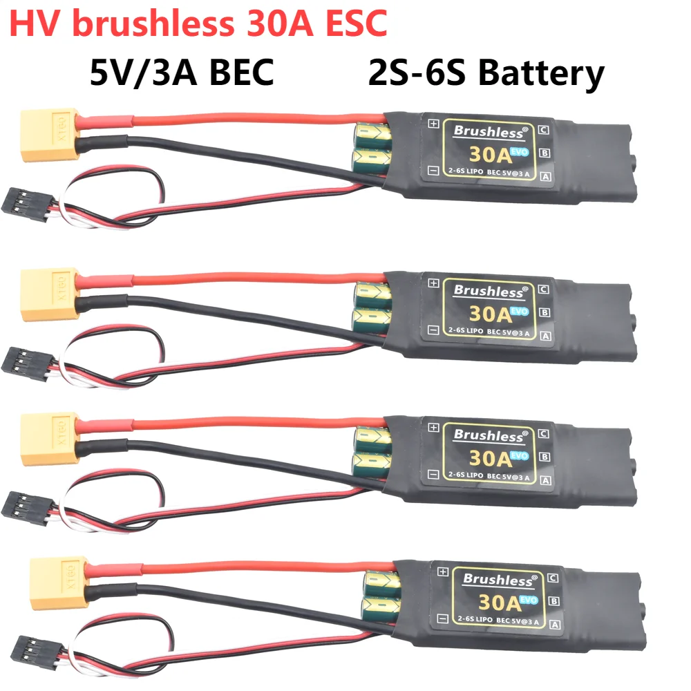 HV Brushless 10A 20A 30A 40A 50A 60A 80A 100A ESC 2-6S Lipo Battery 3A/5V BEC Quadcopter Aircraft FixedWing Multi-axis Drone