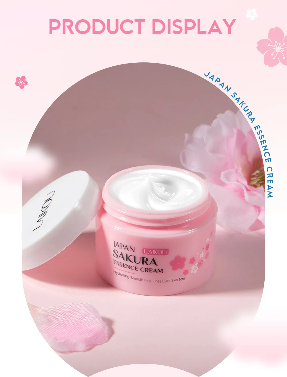 LAIKOU Japan Sakura Essence Cream Cherry Blossom Facial Cream Moisturizing Improving Dryness & Roughness Face Skin Care