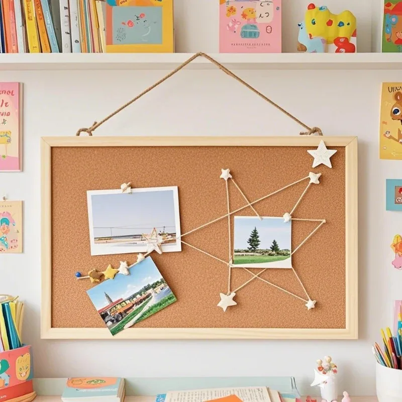 Retro Cork Board Frame, Advertising Display Board, Single-sided Photo Wall, Suitable for Offices and Schools, Display Supplies