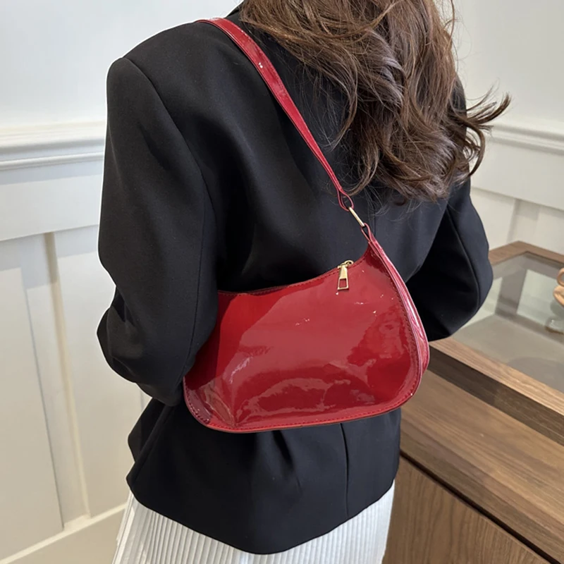 Retro สีทึบ PU หนังไหล่กระเป๋าแฟชั่นผู้หญิงกระเป๋าถือ Hobos กระเป๋าและกระเป๋าถือสุภาพสตรีกระเป๋า