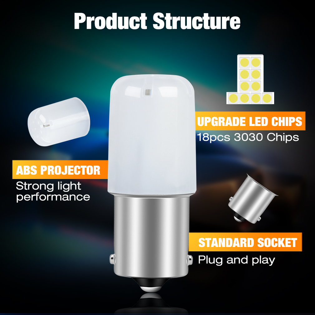 2 Chiếc P21W Led 1156 BA15S 1157 BAY15D P21 5W R5W R10W Bóng Đèn Xe Ô Tô Biến Tín Hiệu Đèn 18SMD 3030 đèn Led DRL Chữ 12V Hổ Phách Trắng Đèn Phanh