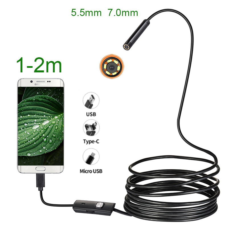 3 в 1 мини-эндоскопическая камера Android Micro USB Type-C 7 мм бороскоп водонепроницаемый светодиодный осмотр автомобиля для портативных ПК Samsung Huawei