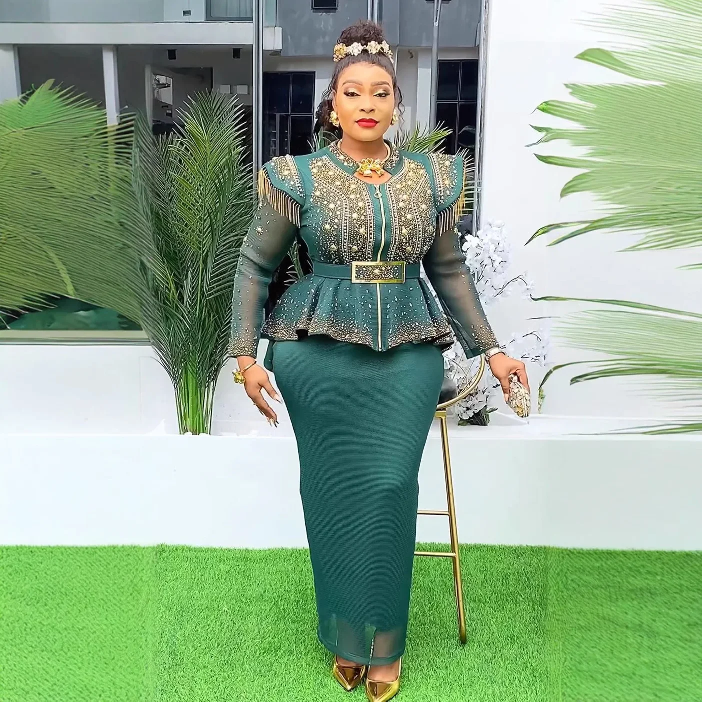 2024 Wiosenne afrykańskie ubrania dla kobiet 2-częściowe zestawy Topy i spódnice Garnitur Dashiki Ankara Strój Robe Plus Size Suknie ślubne