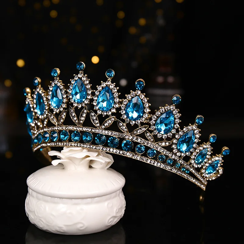 Luxe Bruidskroon Vintage Kleur Kristal Hoofdband Mode Diverse Bruiloft Accessoires Prom Vrouwen Geschenken Vakantie Feestartikelen