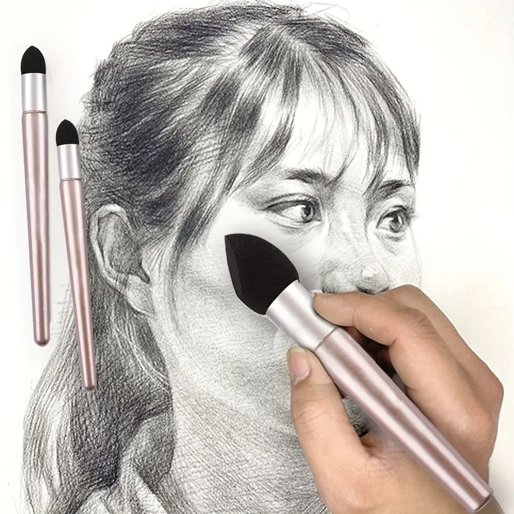 Pluma de mezcla de artista, cepillo de esponja para frotamiento de bocetos lavable, licuadoras de arte de dibujo reutilizables, corrección de aclaramiento y resaltado, 3 uds.