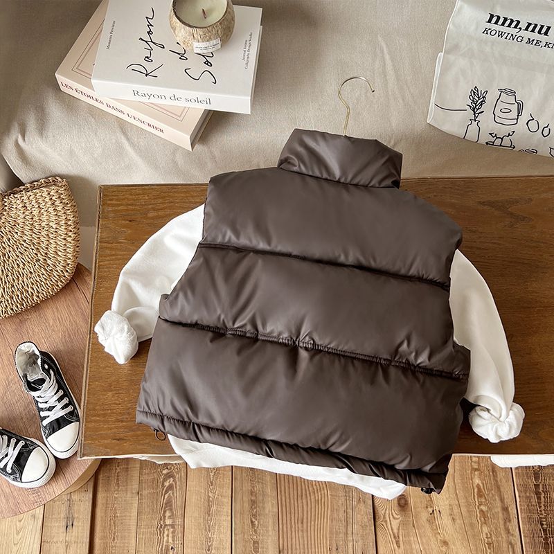 Chaleco de algodón de plumón para niños y niñas, camiseta sin mangas para exteriores, abrigo grueso para adolescentes, otoño e invierno, nuevo