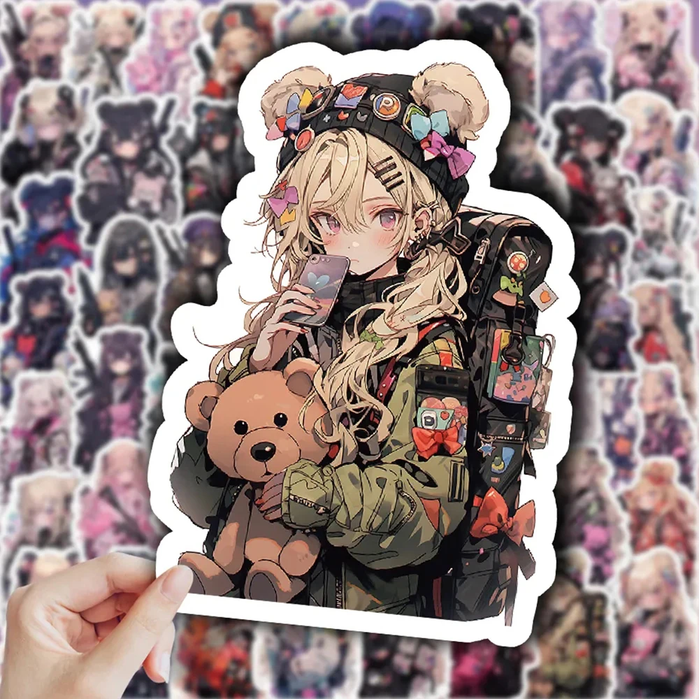 10/30/60PCS 애니메이션 아름다운 소녀 곰 킬러 멋진 스티커 DIY 전화 노트북 수하물 스케이트 보드 낙서 데칼 재미 아이 장난감