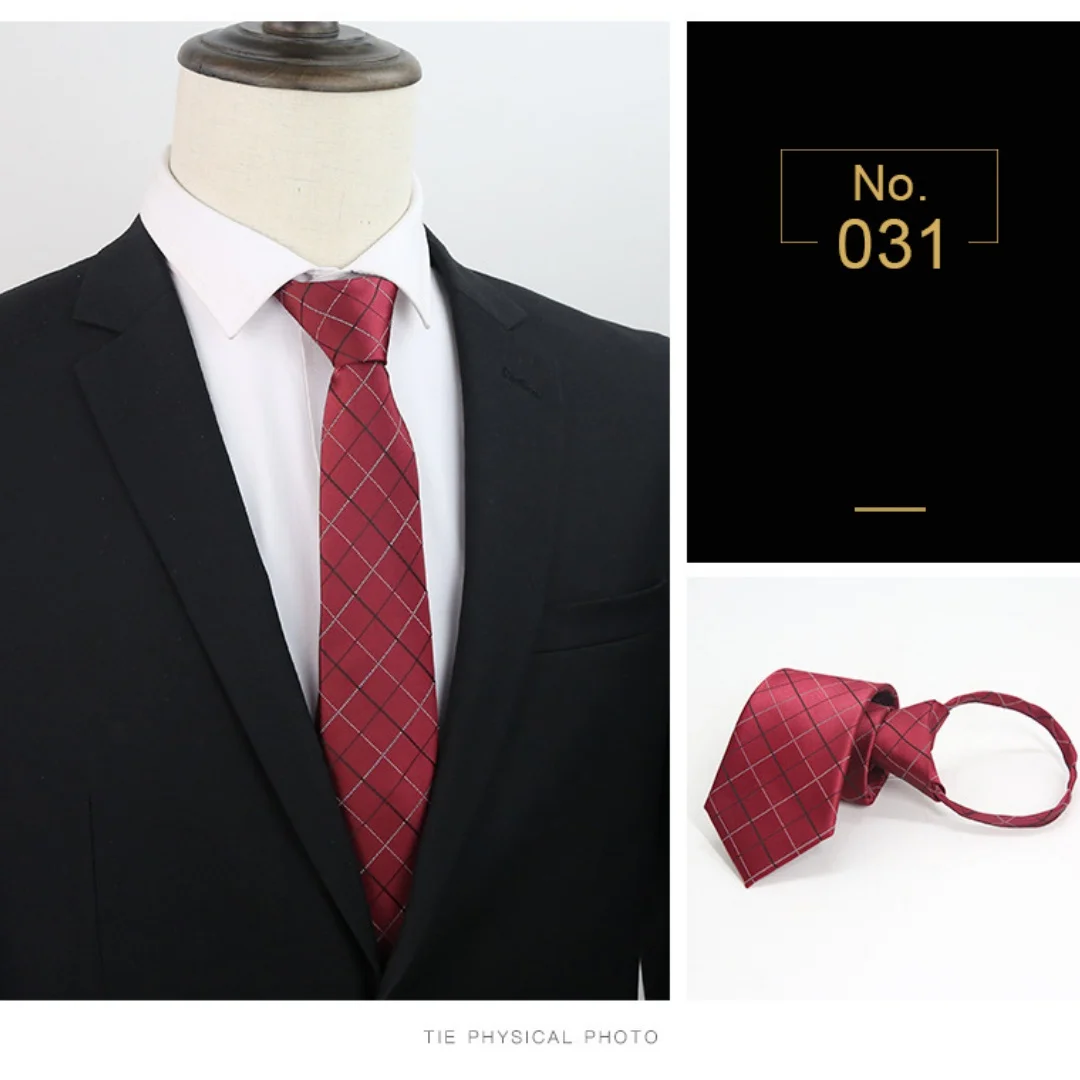 Cravates à fermeture éclair rouge violet hommes 7CM cravate de cou maigre cravates à rayures solides cravate à fermeture éclair automatique pour hommes cravates paresseuses bleues