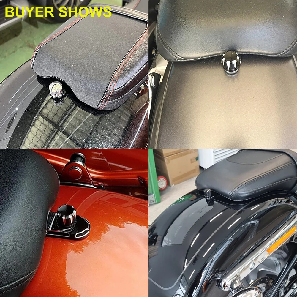 オートバイブラック/クロームシートボルトタブネジハーレーツーリングロードキングストリートグライドソフテイルダイナスポーツスター XL ストリートボブ 96-19
