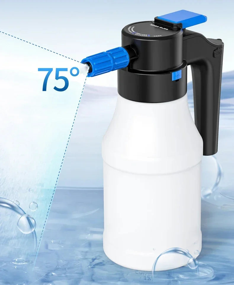 Pulverizador de espuma elétrico, 1,5l, gerador de espuma para lavagem de carro, bateria de lítio, lança de espuma, 1h, resistência, toalha de lavagem de carro, lavagem de espuma