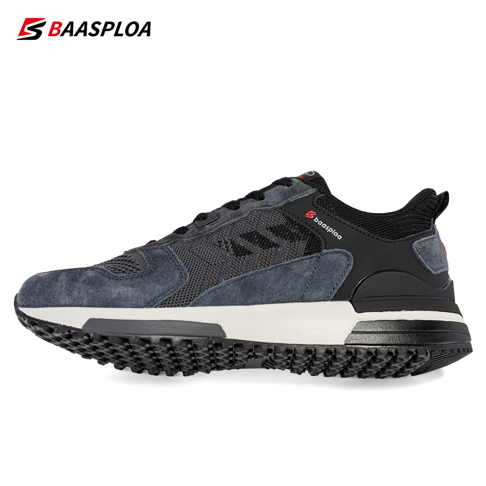 Baasploa Herren Wanderschuhe lässige atmungsaktive Turnschuhe Schnürung bequeme Sportschuhe rutsch feste, verschleiß feste Herren schuhe